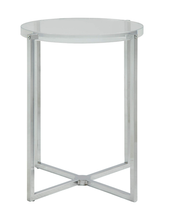 Homeroots 18" X 18" X 19" Clear Acrylic Chrome Metal Side Table 347379