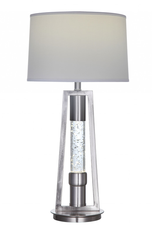 Homeroots 15" X 15" X 31" Brushed Nickel Metal Glass Led Shade Table Lamp 347217