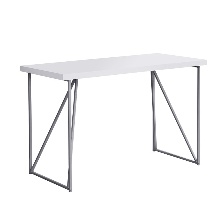 Homeroots 22" X 47.25" X 30" White, Silver, Metal, Hollow-Core, Particle Board - Computer Desk 333495
