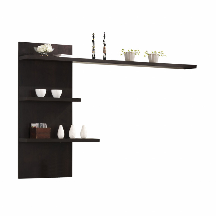 Homeroots 9" X 79" X 54" Espresso Wood Veneer (Paper) Wall Shelf 346965