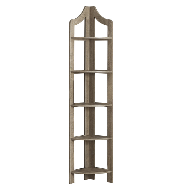 Homeroots 12.25" X 17.5" X 71" Dark Taupe, Particle Board, Corner Accent Shelf - Bookcase 332797