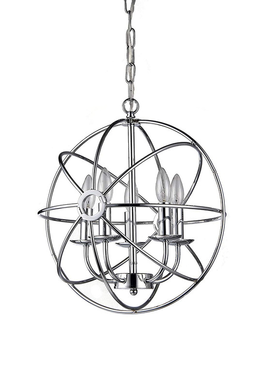 Homeroots Aidee 5-Light Chrome 16-Inch Spherical Chandelier 320350