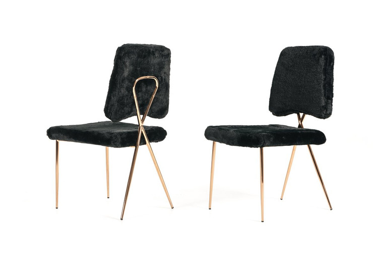 Candace - Modern Black Faux Fur Dining Chair (Set Of 2)