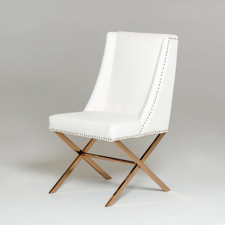 Modrest B8356 White & Rosegold Dining Chair VGVCB8356-WHT
