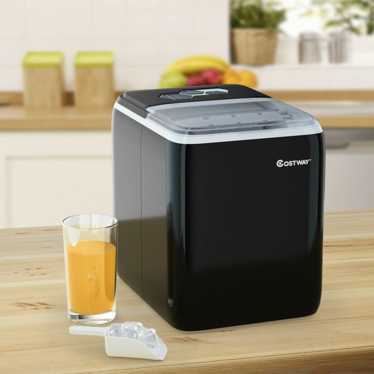 44 Lbs Portable Countertop Ice Maker Machine With Scoop-Black EP24228BK