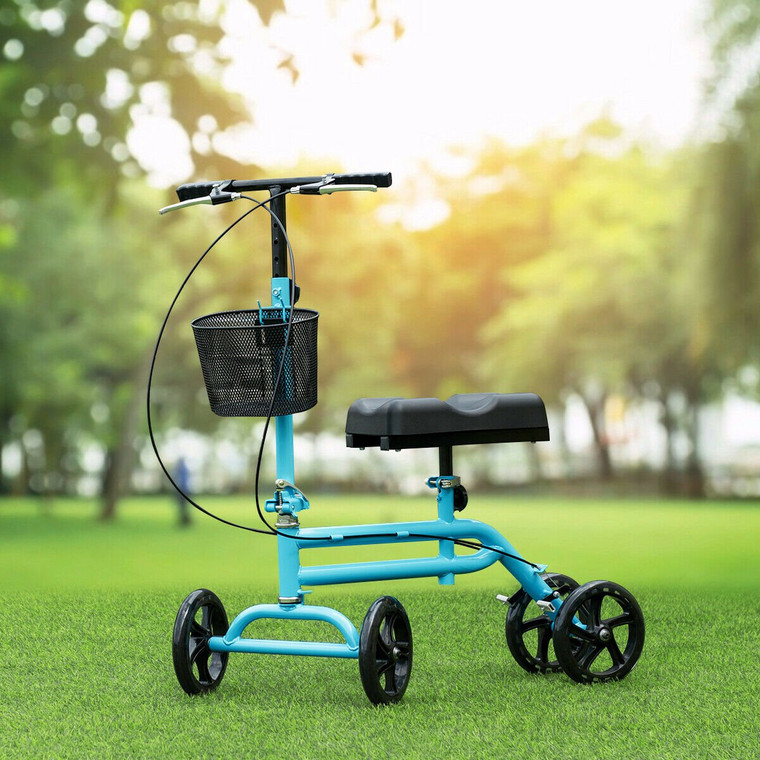 Medical Steerable Knee Walker With Dual Braking System-Blue SP36870NY