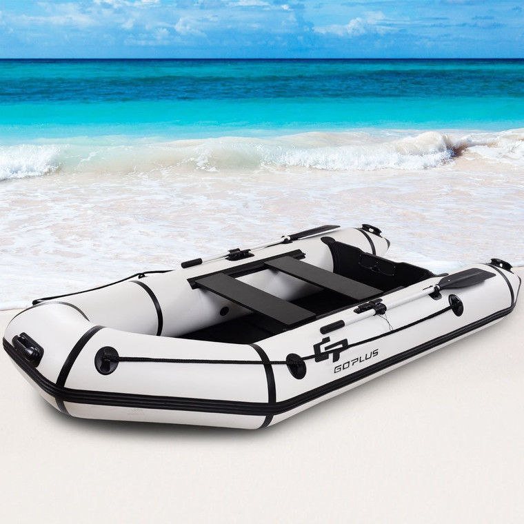 Goplus 4-Person 10 Ft Inflatable Dinghy Boat For Rafting Water Sports-Gray OP3697GR