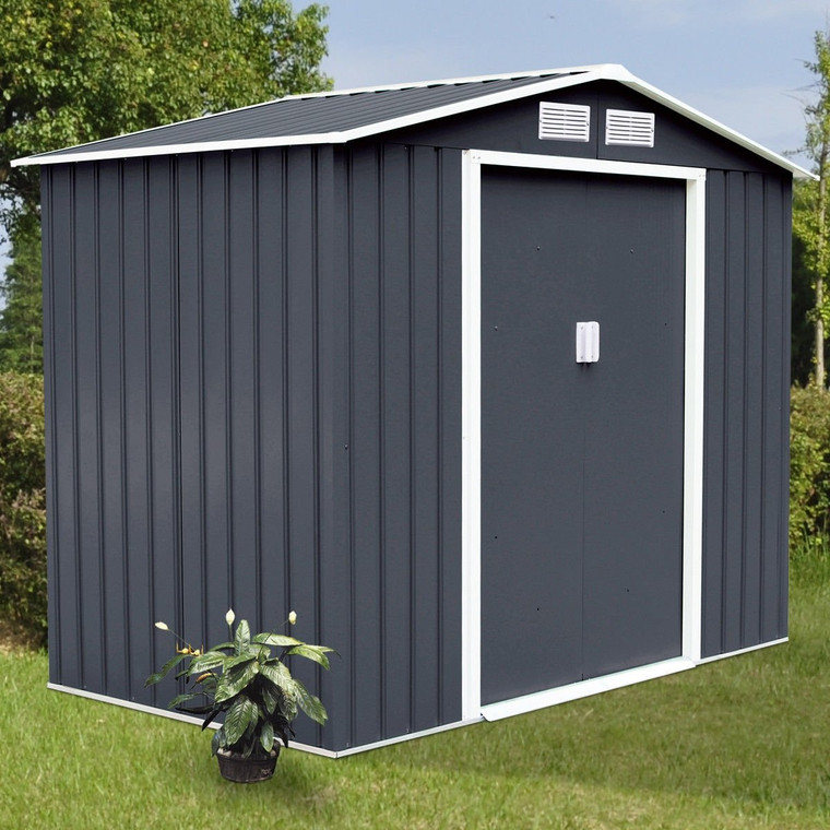 7' X 4' Outdoor Garden Storage Shed Tool House With Sliding Door-Beige GT2989YE+