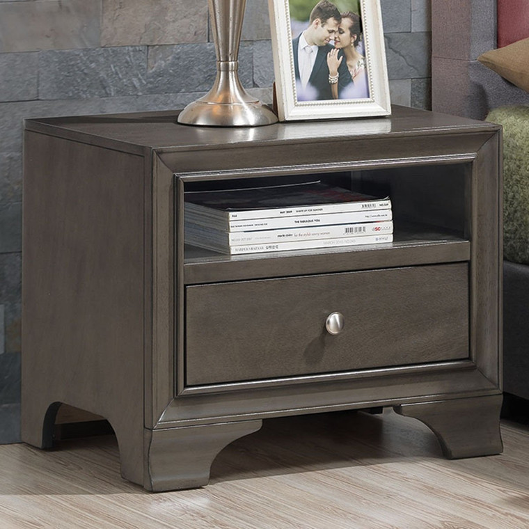 Nightstand Sofa Side Table End Table Storage Drawer -Gray HW58983GR