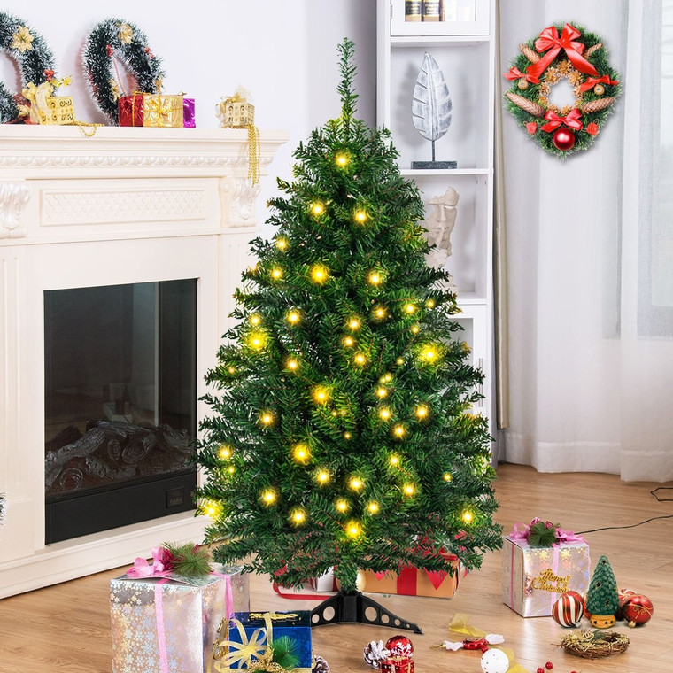 4 Ft Pre-Lit Charlie Pine Artificial Christmas Tree CM21214