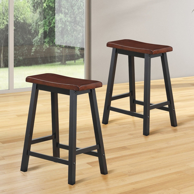 24" Height Set Of 2 Home Kitchen Dining Room Bar Stools-Coffee HW58978CF