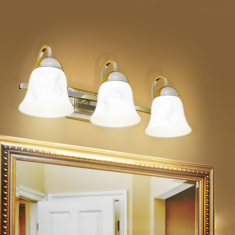 3-Light Led Bath Vanity Light With Alabaster Glass Dimmable EP23651