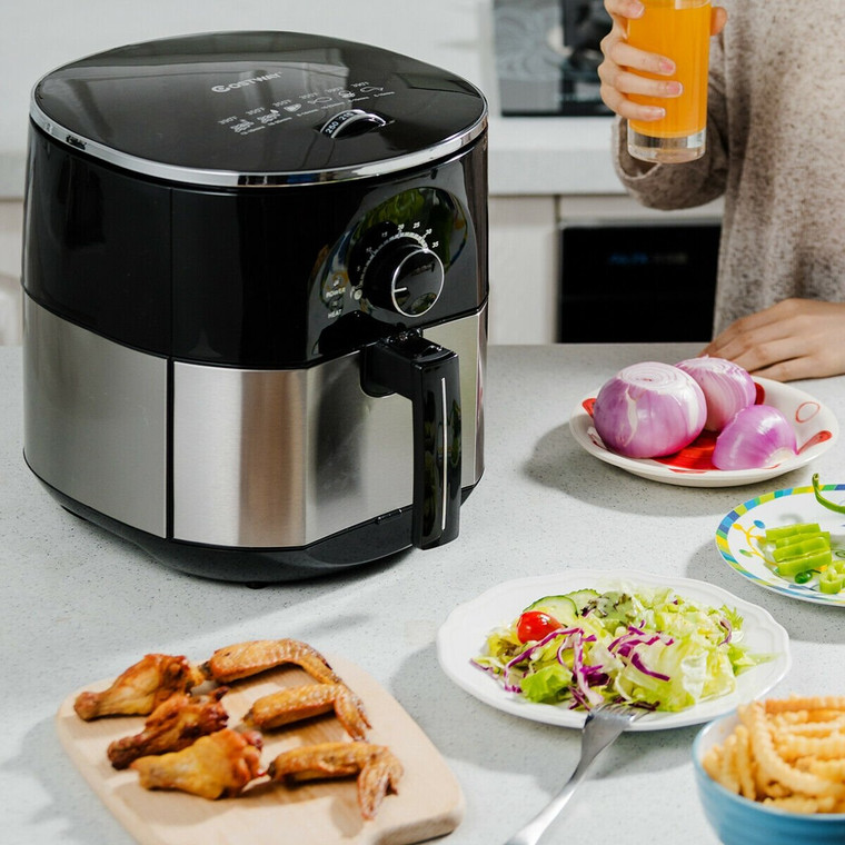 3.5Qt 1300W Electric Stainless Steel Air Fryer Oven Oilless Cooker EP23972