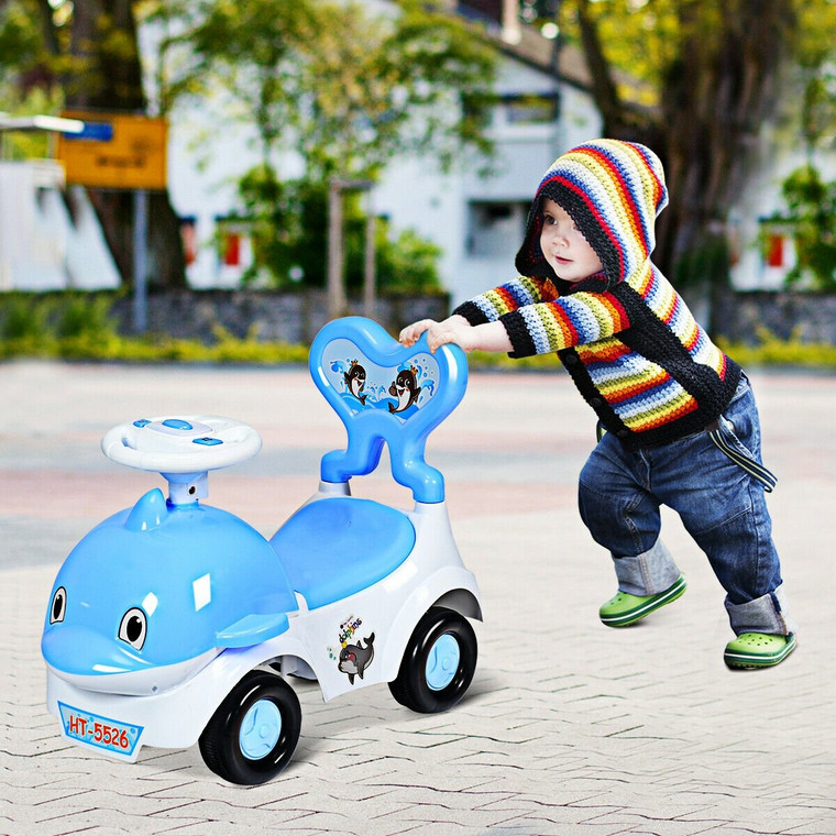 3-In-1 Baby Walker Sliding Car Pushing Cart Toddler Ride-Blue TY578067BL