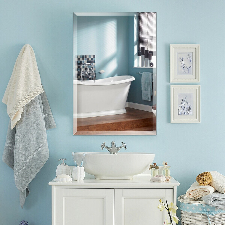 24" X 36" Rectangle Wall Mounted Bathroom Beveled Mirror HW61431