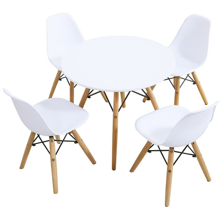 5 Piece Kids Mid-Century Modern Table Chairs Set HW61364-4W