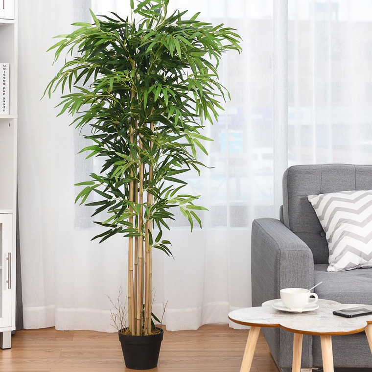 5-Feet Artificial Bamboo Silk Tree Indoor-Outdoor Decorative Planter HW59514