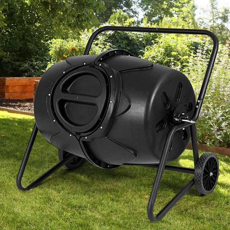 50 Gallon Wheeled Compost Tumbler Garden Waste Bin GT3277