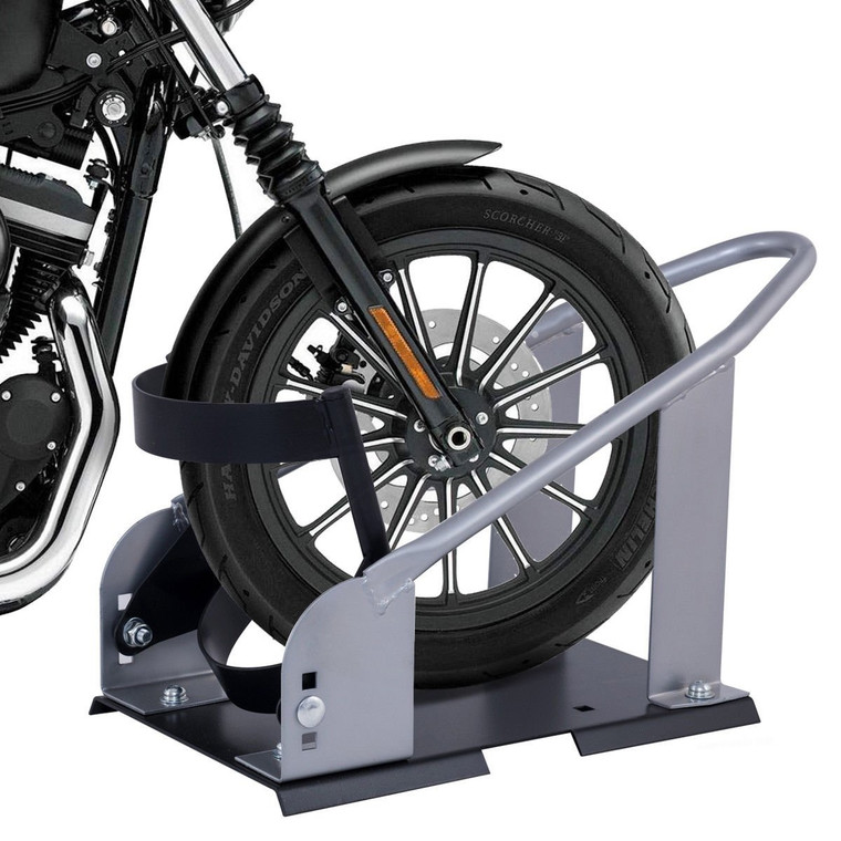 Motorcycle Wheel Chock 17" - 21" Tires Bike Stand Lift Mount Trailer -Silver AT4777