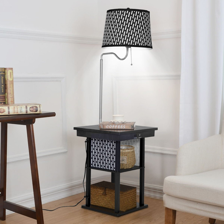 Living Room Floor Lamp With Shade 2 Usb Ports EP23360