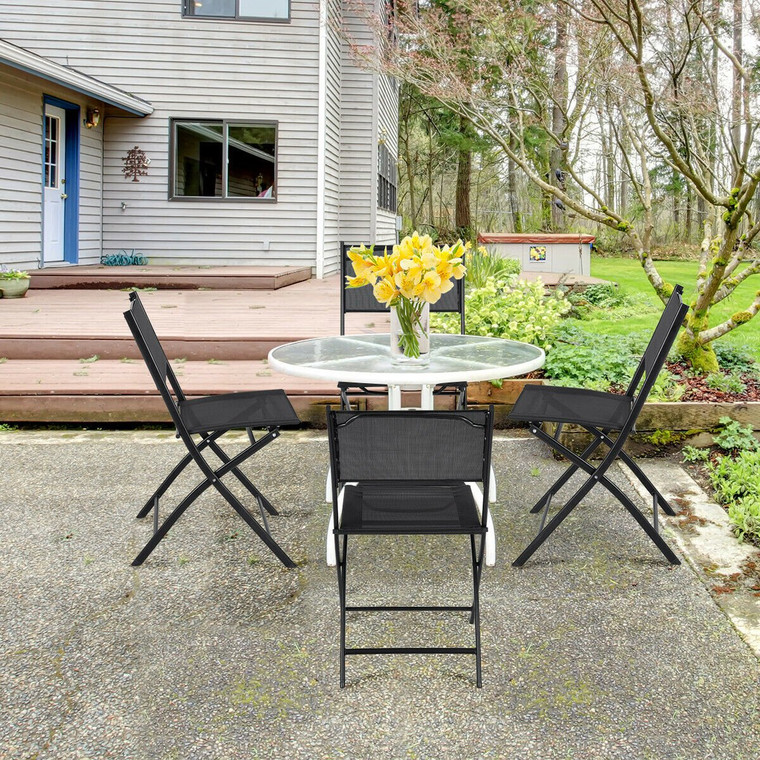 Set Of 4 Outdoor Camping Deck Garden Folding Chairs HW58805