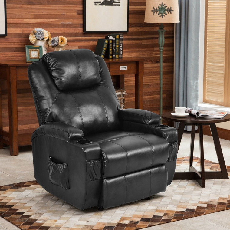 Electric Power Lift Chair Recliner W/ Remote & Cup Holder-Black HW56703BK