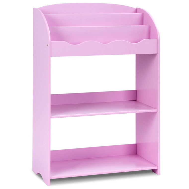 3-Tier Kids Bookshelf Magazine Storage Bookcase -Pink BB4828PI