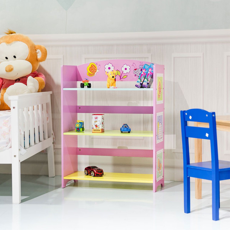 Kids Adorable Corner Adjustable Bookshelf With 3 Shelves HW56660