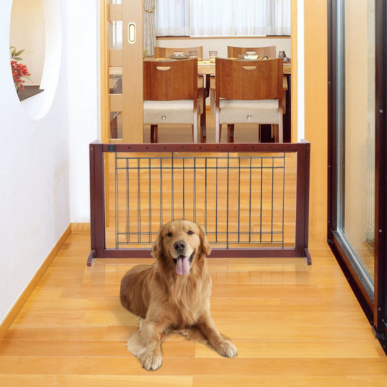 Solid Wood Adjustable Free Stand Dog Gate PS6531