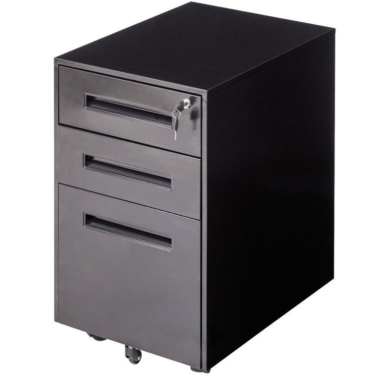 Metal Rolling Sliding Drawer A4 File Cabinet -Black HW56193BK