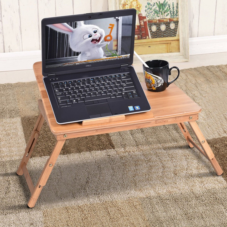 Portable Bamboo Laptop Desk Table With Drawer HW52609