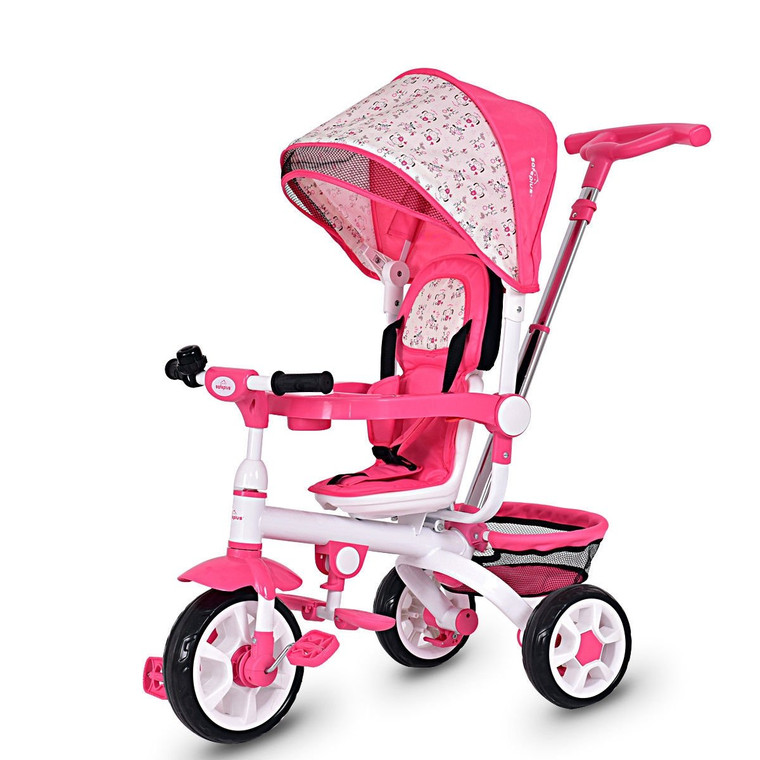 4-In-1 Detachable Baby Stroller Tricycle With Round Canopy -Pink BB4691PI