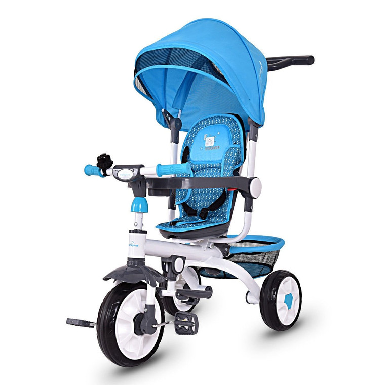 4-In-1 Detachable Baby Stroller Tricycle With Round Canopy -Blue BB4691BL