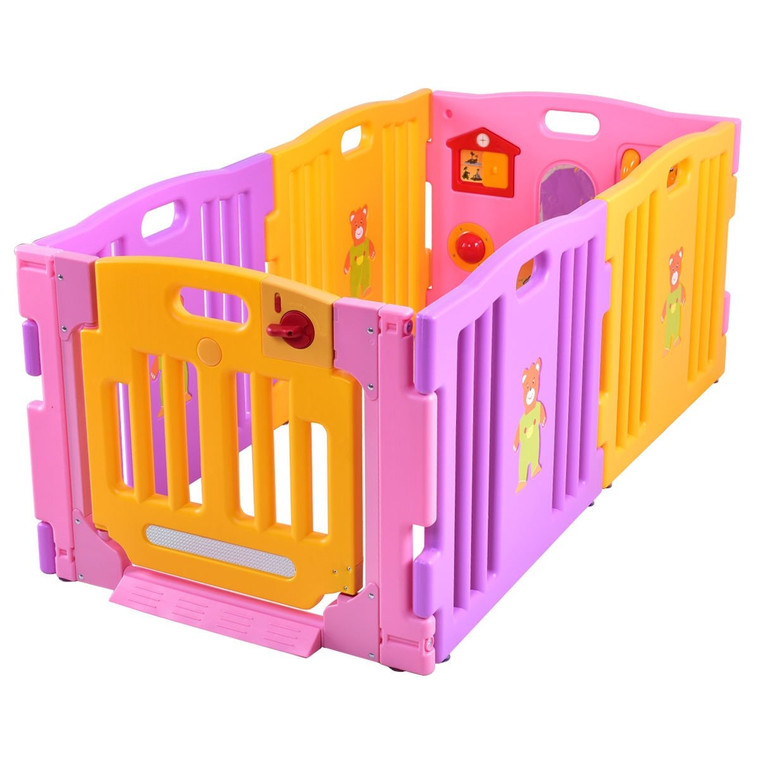 Pink 6 Panel Baby Playpen Kids Safety Play Center Yard BB4685PK