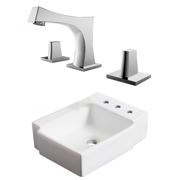 16.25" W Above Counter White Vessel Set For 3H8" Right Faucet