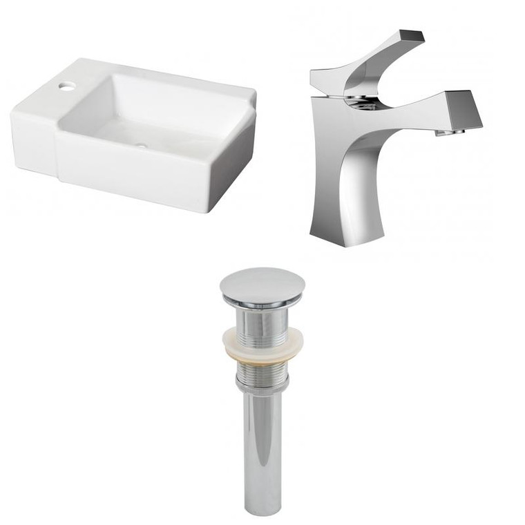 16.25" W Above Counter White Vessel Set For 1 Hole Left Faucet