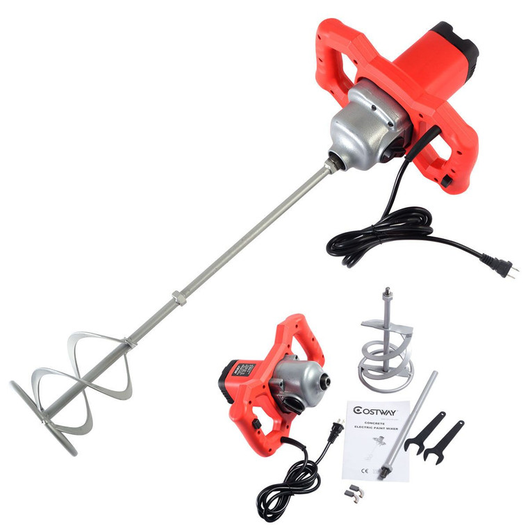 Electric Mortar Mixer 1600W Dual High Low Gear 6 Speed Paint Cement Grout ET1175-110V
