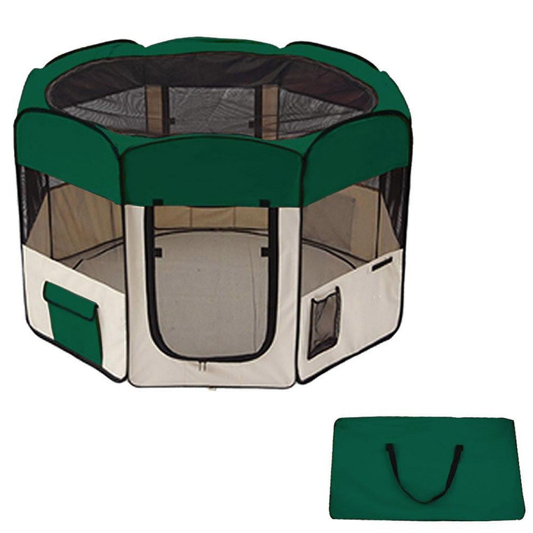 60"Pet Dog Kennel Fence Puppy Soft Playpen Exercise Folding Crate W/Bag Zip-Green PS5376GN