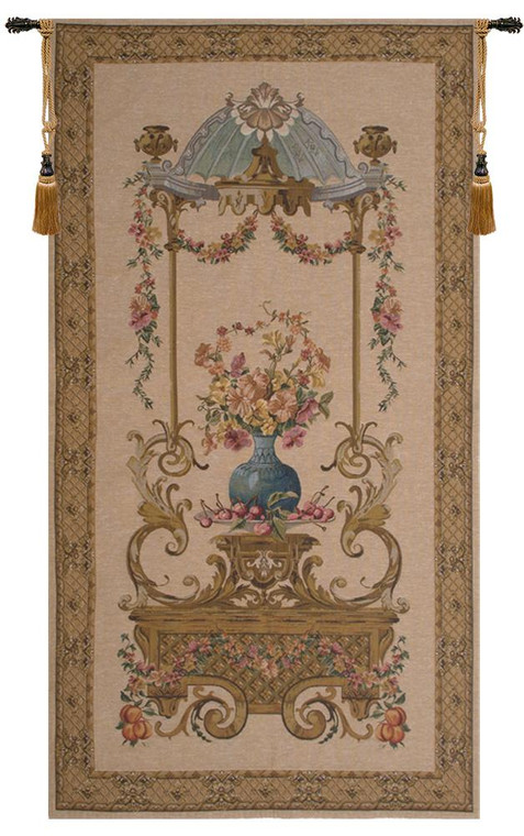 Floral Vase In A Gazebo European Tapestry WW-11613-15497