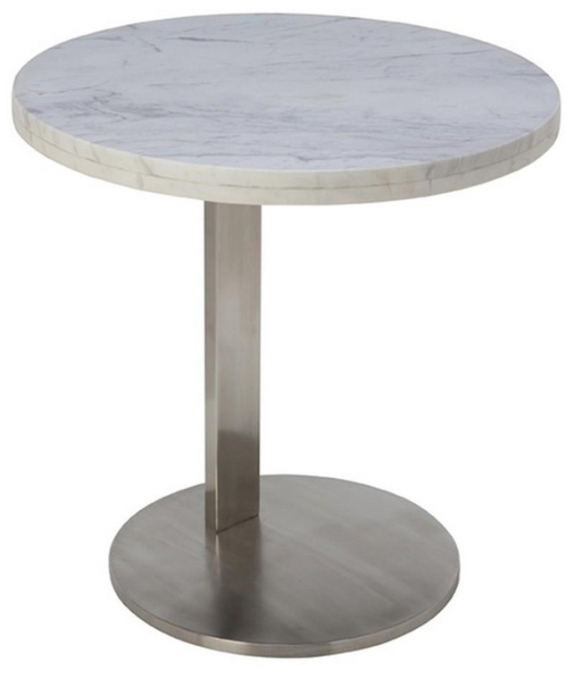 Nuevo Alize Side Table - White/Silver Hgta674
