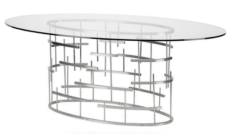 Nuevo Oval Tiffany Dining Table - Clear/Silver Hgsx218