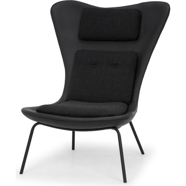 Nuevo Barlow Leather Occasional Chair - Black/Dark Grey Hgsc206