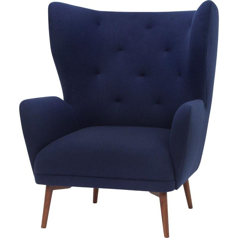 Nuevo Klara Fabric Occasional Chair - Navy Blue/Walnut Hgsc102