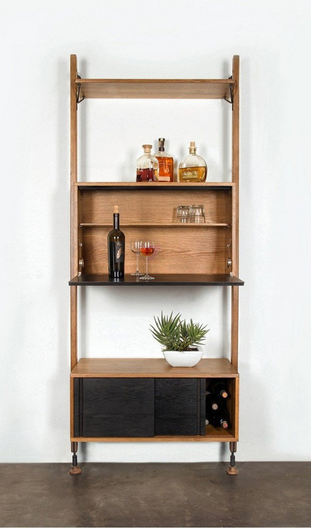 Nuevo Theo Modular Shelves With Bar Unit - Hard Fumed/Black Hgda495