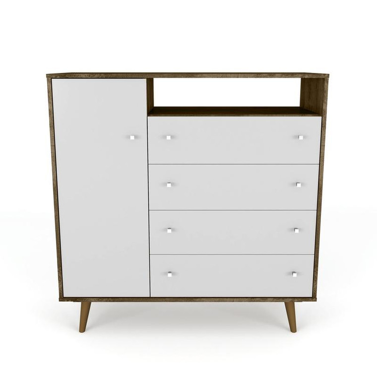 Liberty 4-Drawer 42.32" Sideboard In Rustic Brown And White 210Bmc96