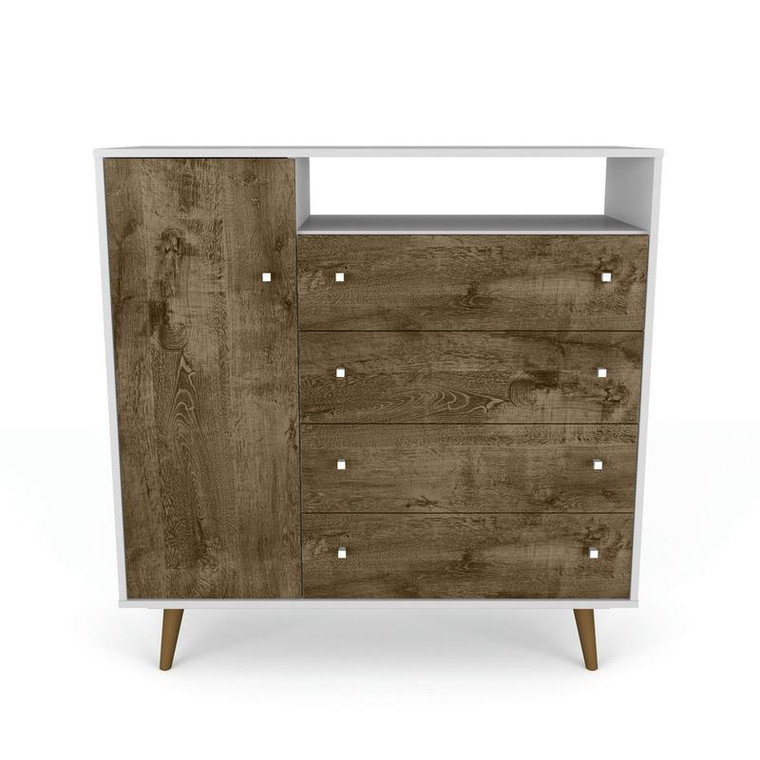 Liberty 4-Drawer 42.32" Sideboard In White And Rustic Brown 210Bmc69