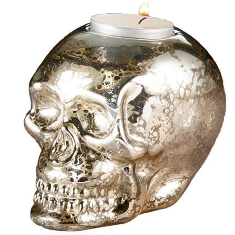 Silver Skull T-Light Holder (Pack Of 12) 655936