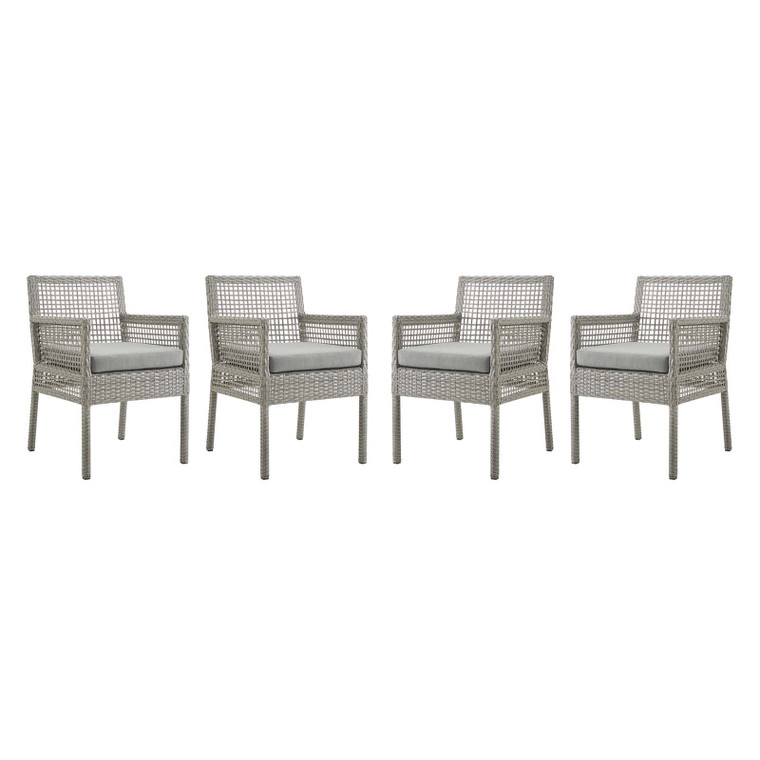 Aura Dining Armchair Outdoor Patio Wicker Rattan Set Of 4 EEI 3594 GRY GRY by Modway Furniture