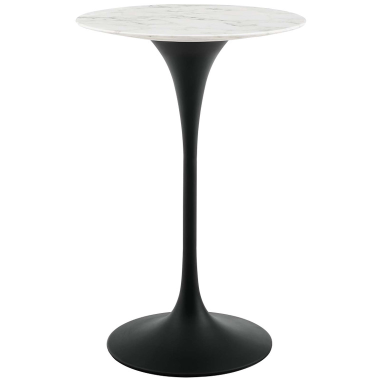 Lippa 28 Round Artificial Marble Bar Table EEI 3547 BLK WHI by Modway Furniture