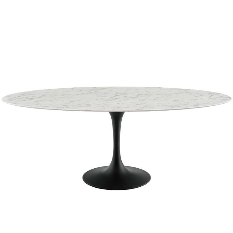 Lippa 78 Oval Artificial Marble Dining Table EEI 3542 BLK WHI by Modway Furniture